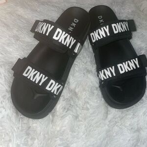 DKNY Black Slides w/ Velcro